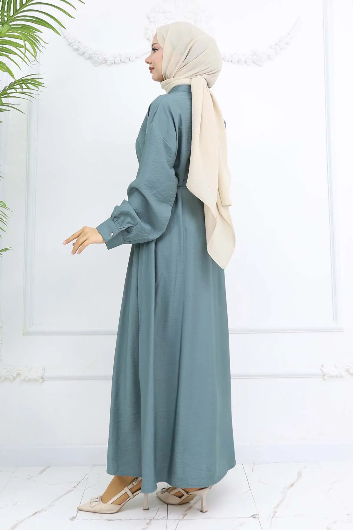 Button Front Tie Dress-detail