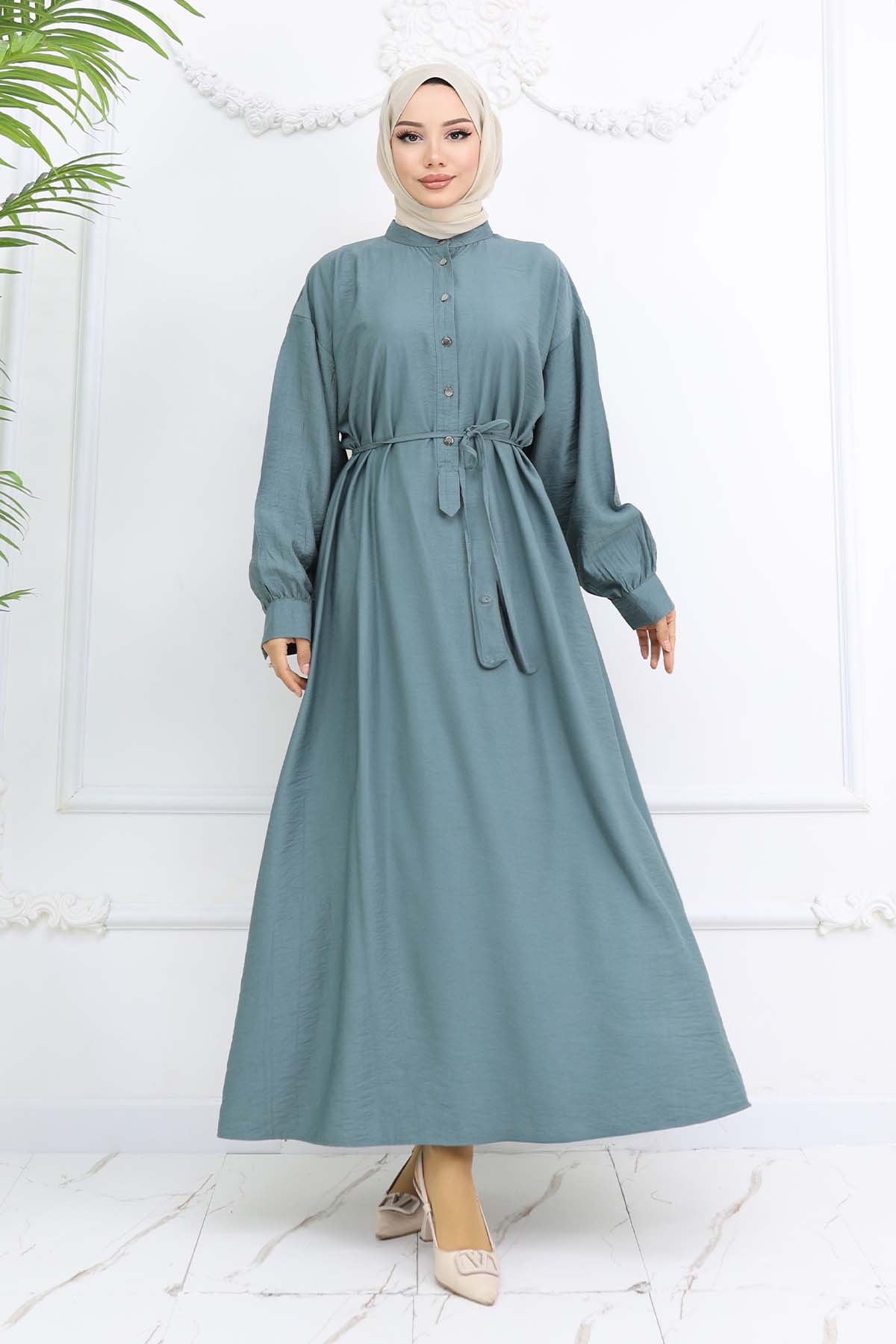 Button Front Tie Dress