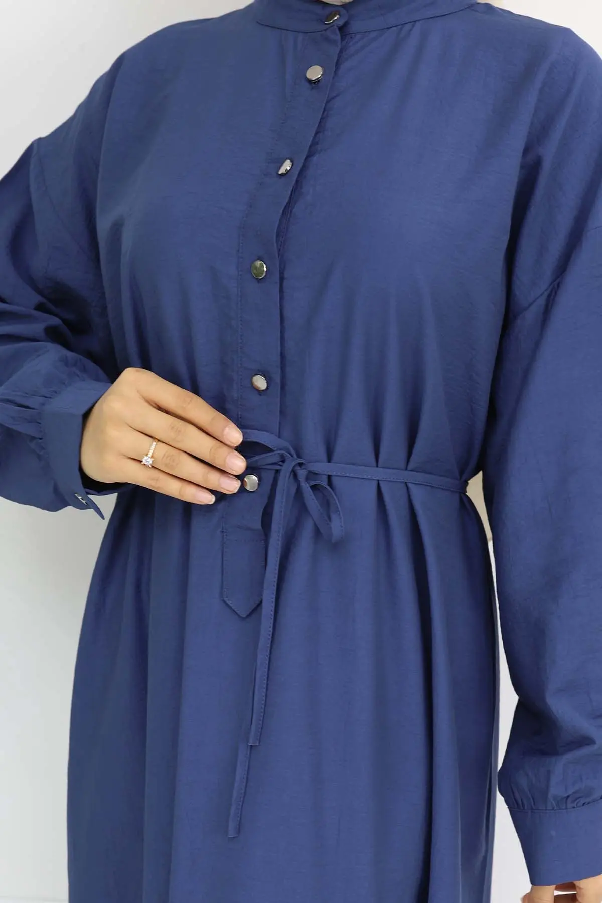 Button Front Tie Dress-detail