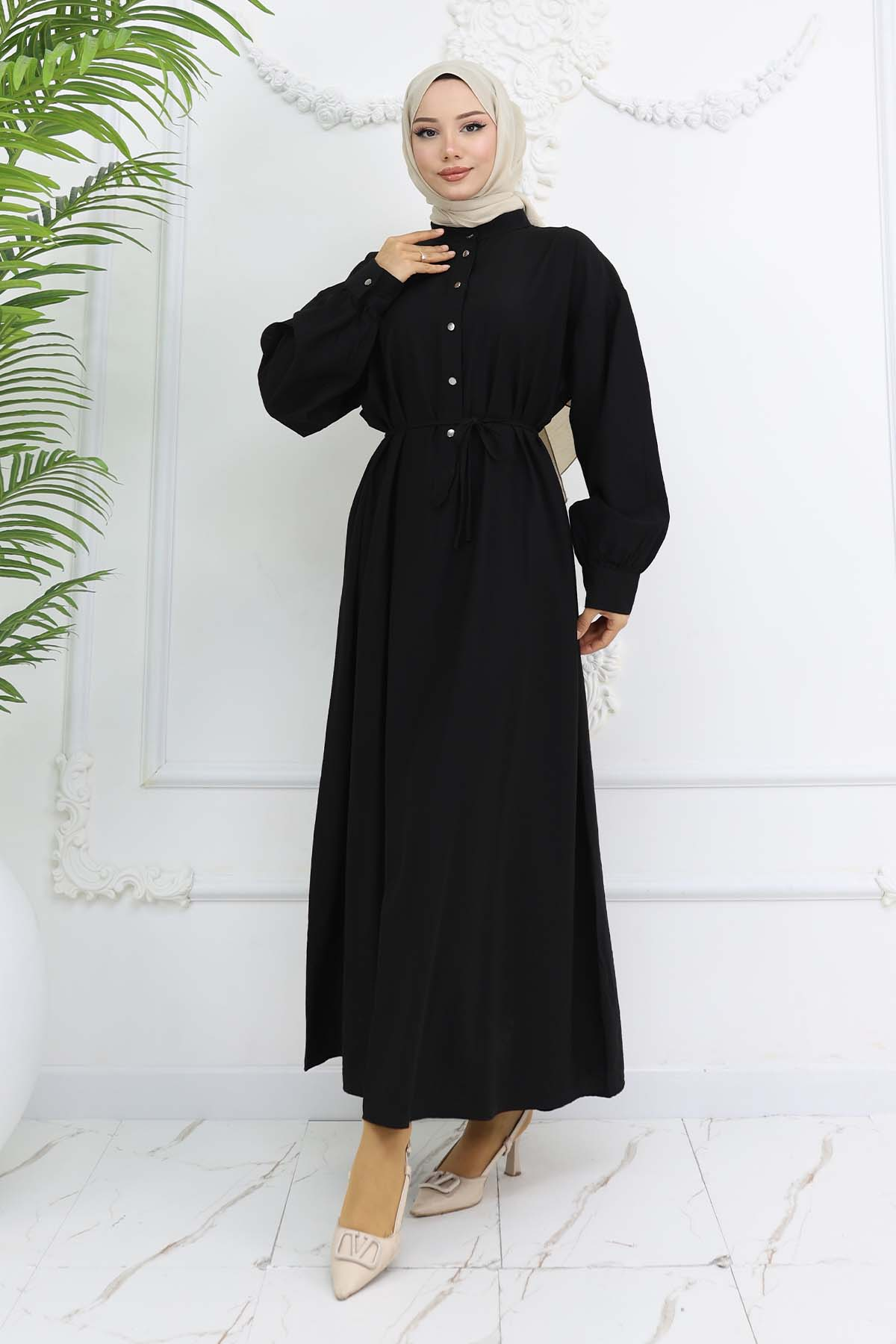 Button Front Tie Dress