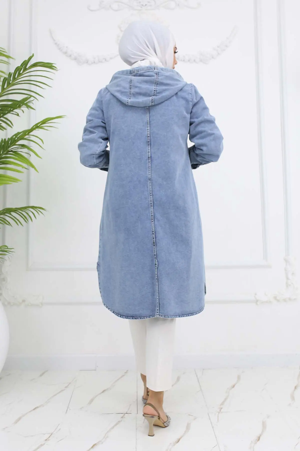 Buttoned Denim Cap Blue-detail