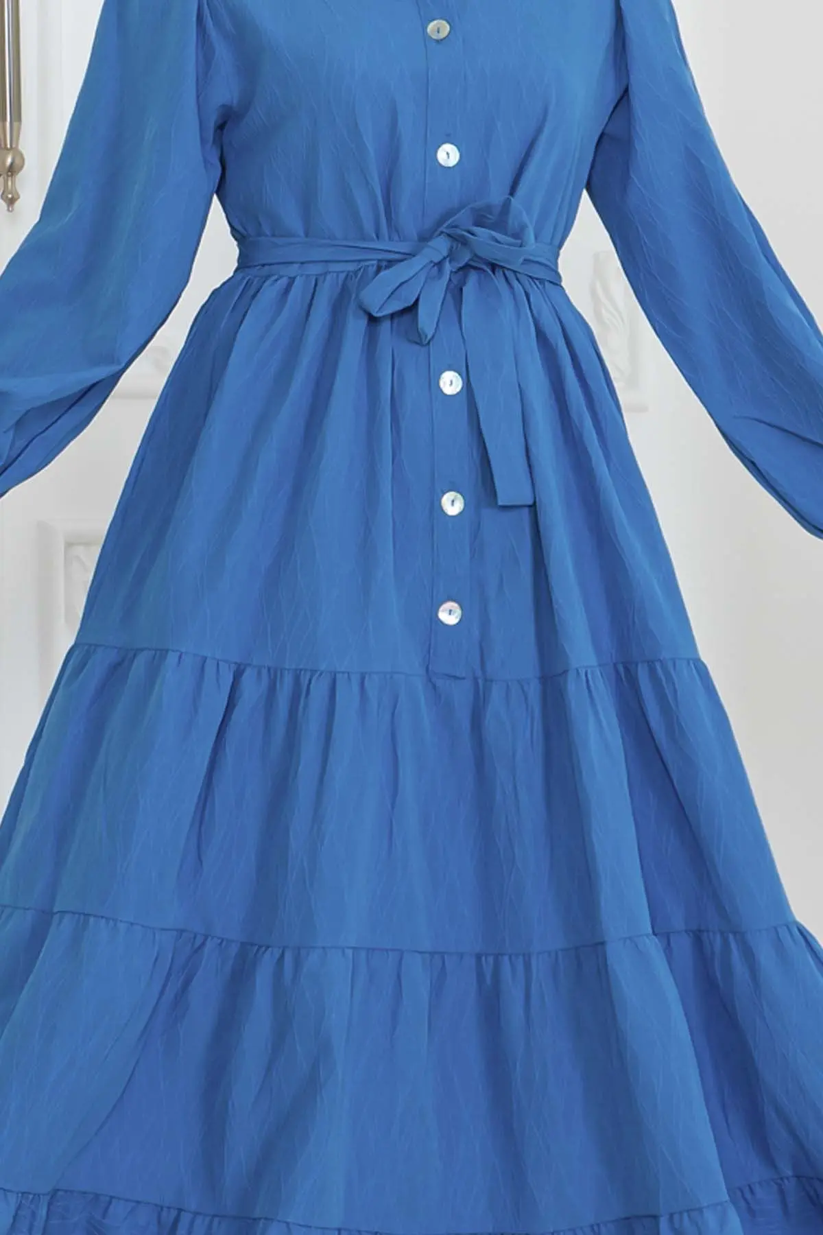 Buttoned Embossed Patterned Dress-detail