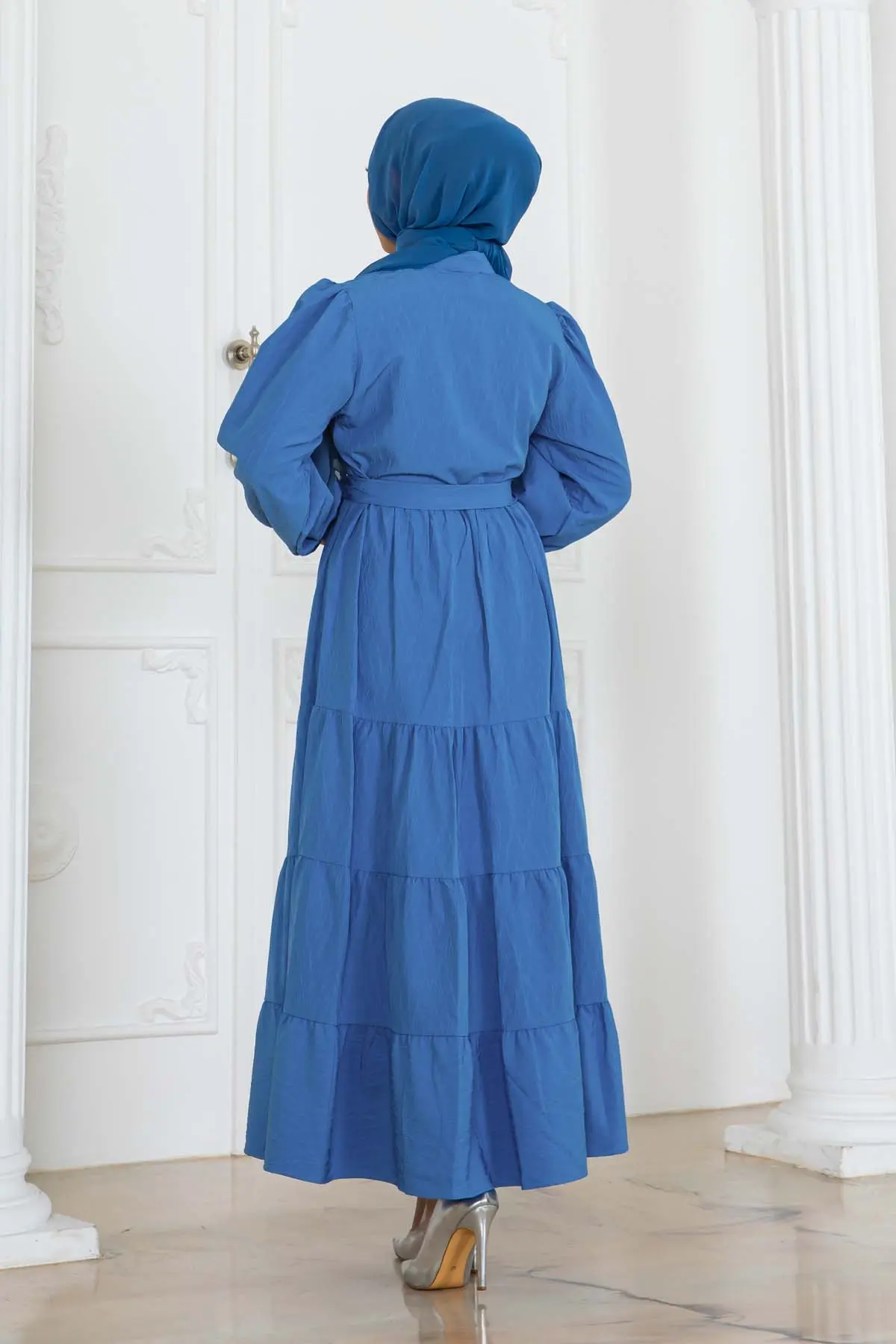 Buttoned Embossed Patterned Dress-detail