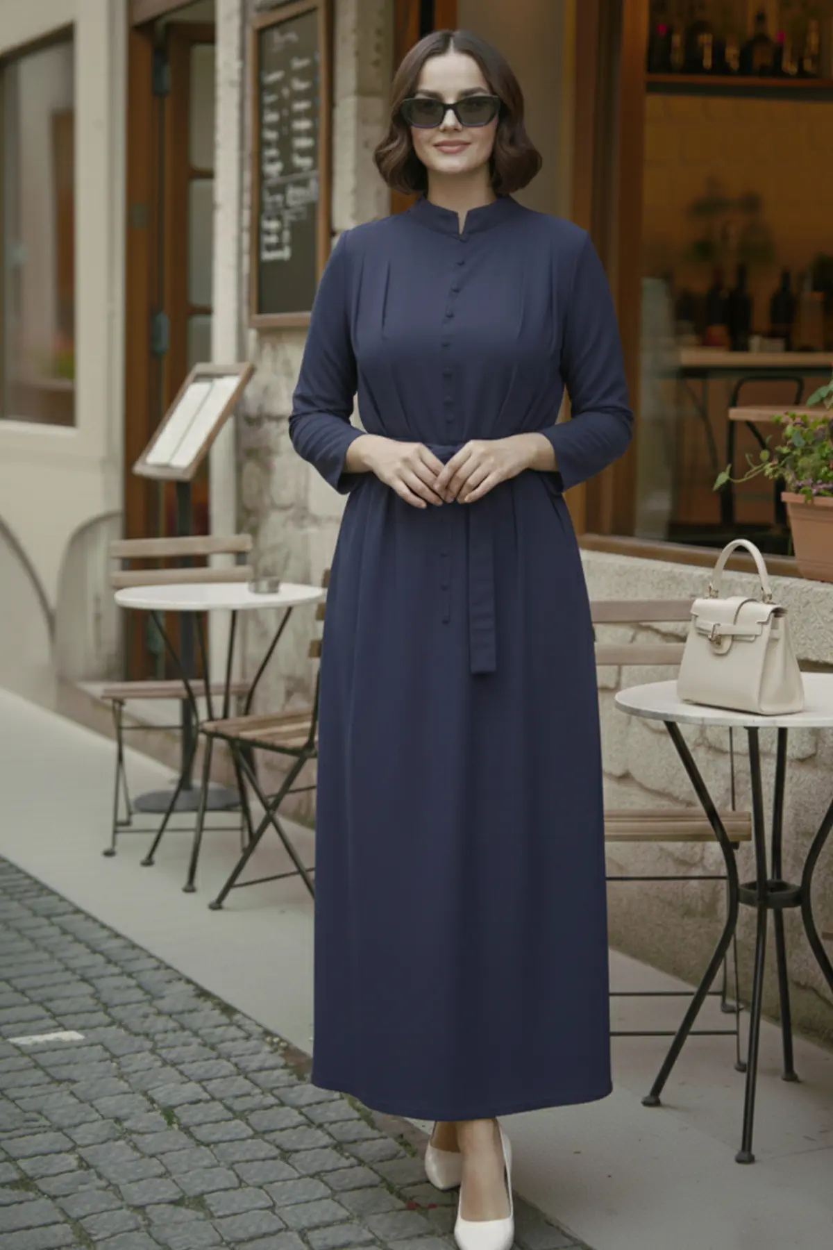 Buttoned Hijab Dress-detail