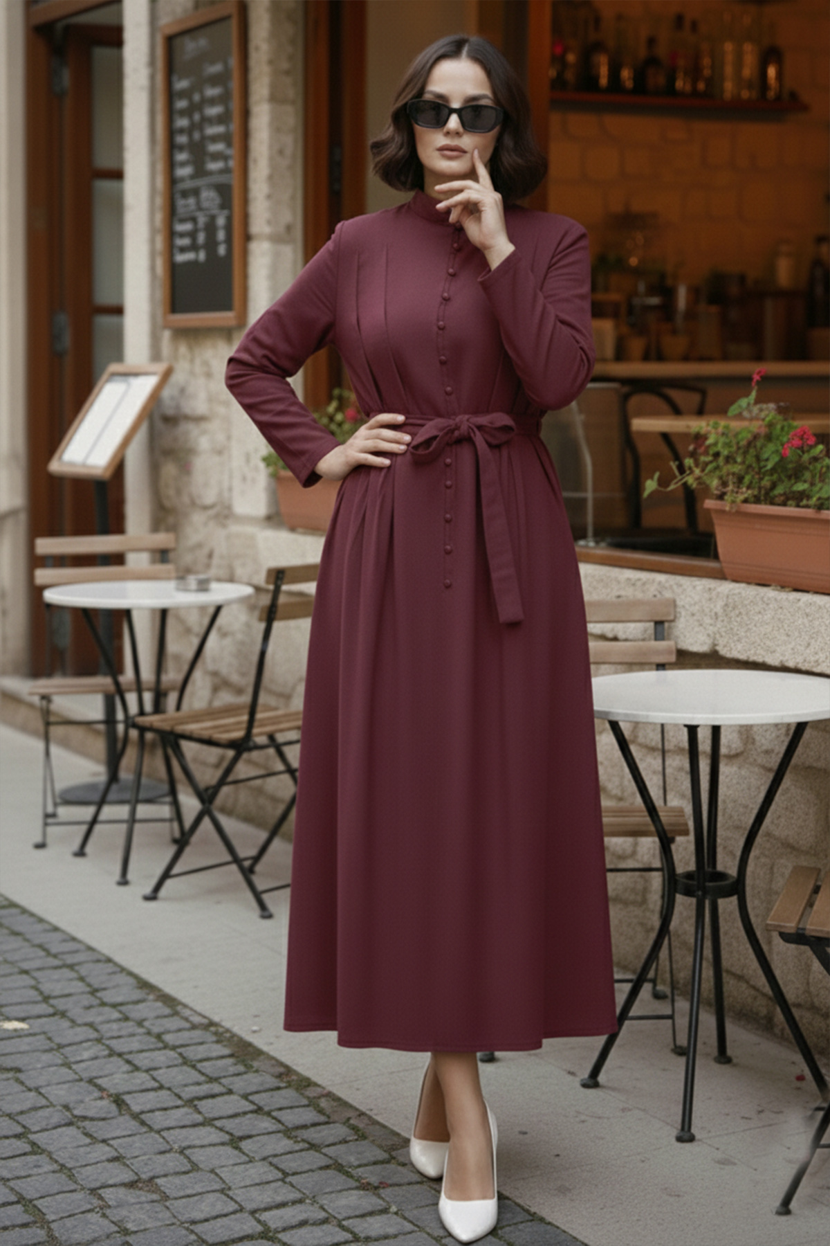 Buttoned Hijab Dress