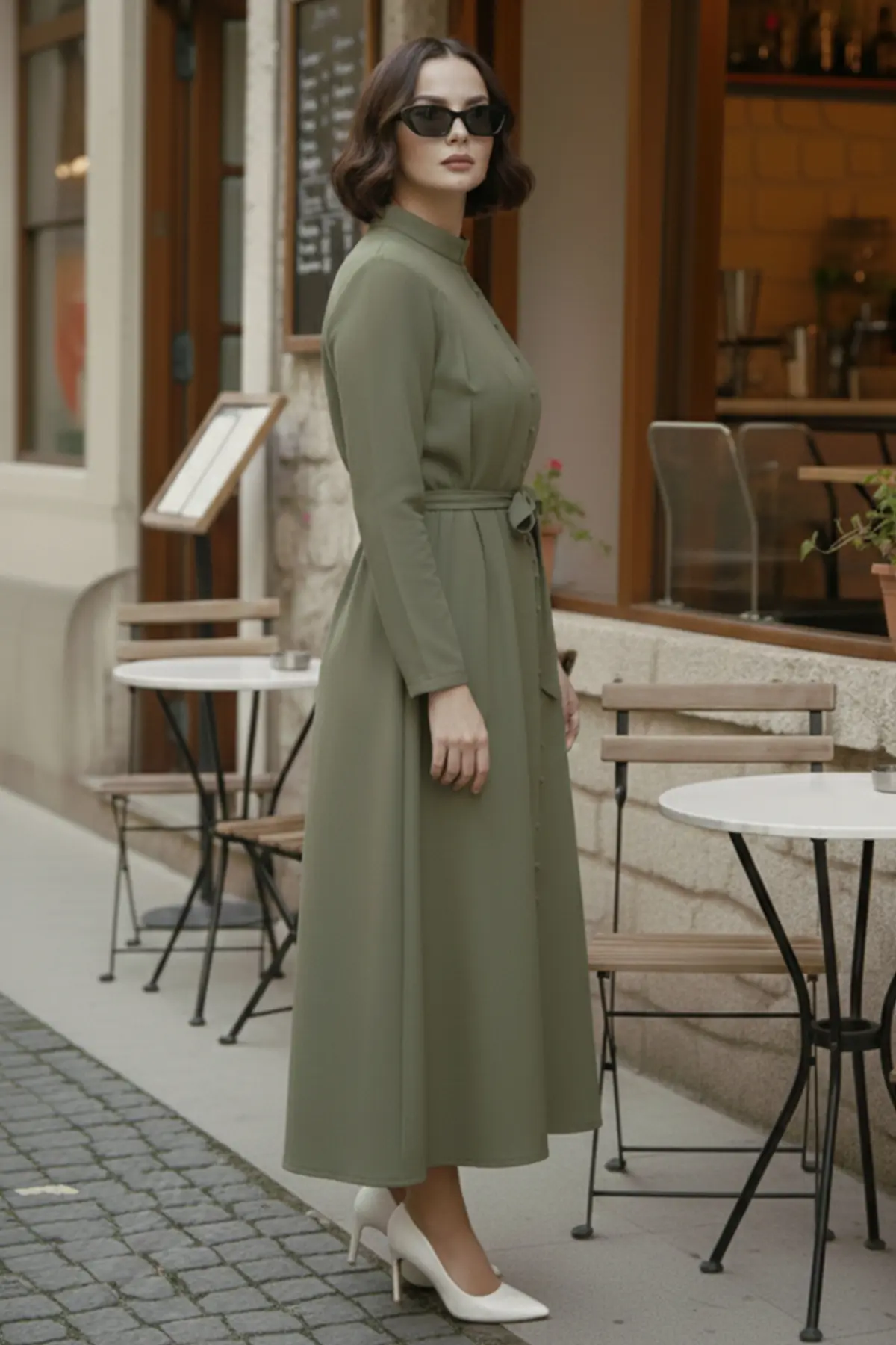 Buttoned Hijab Dress-detail