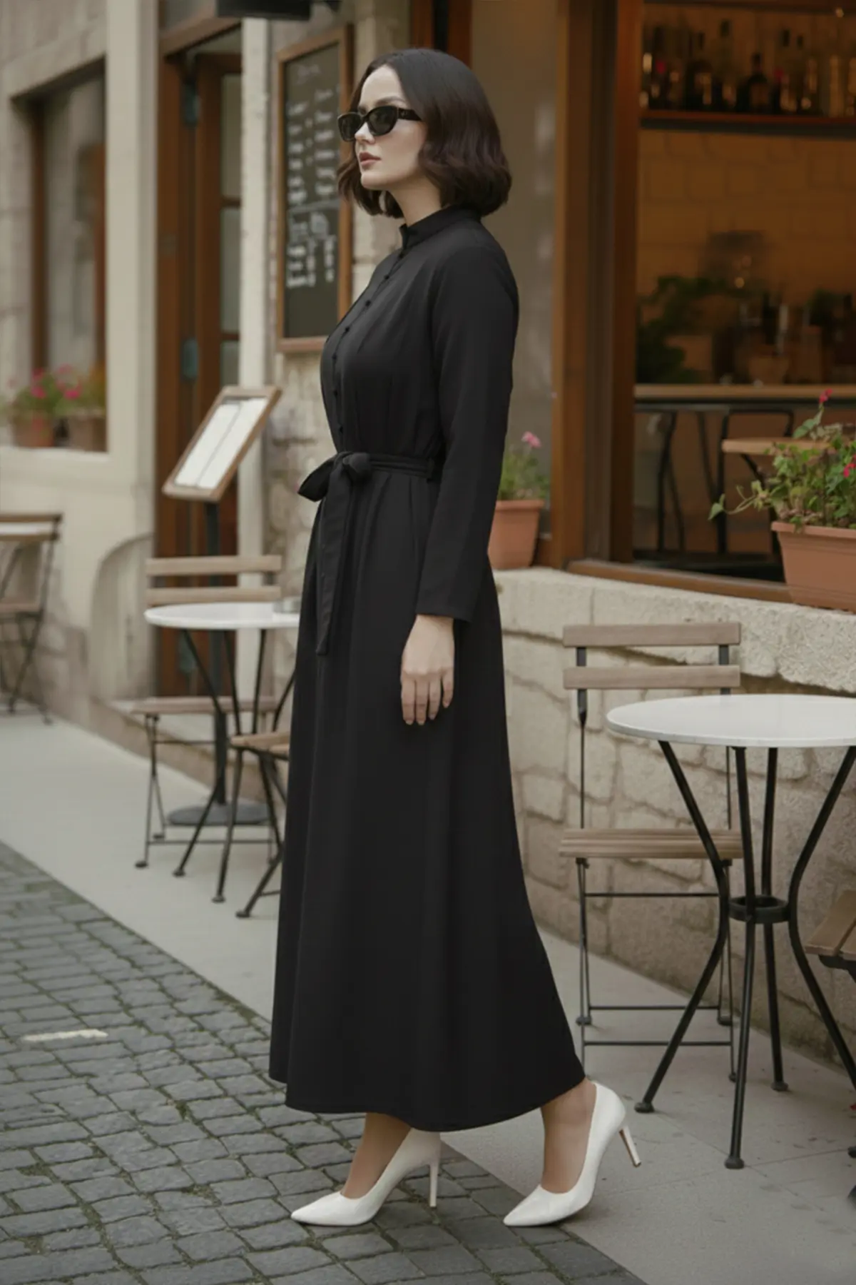 Buttoned Hijab Dress-detail