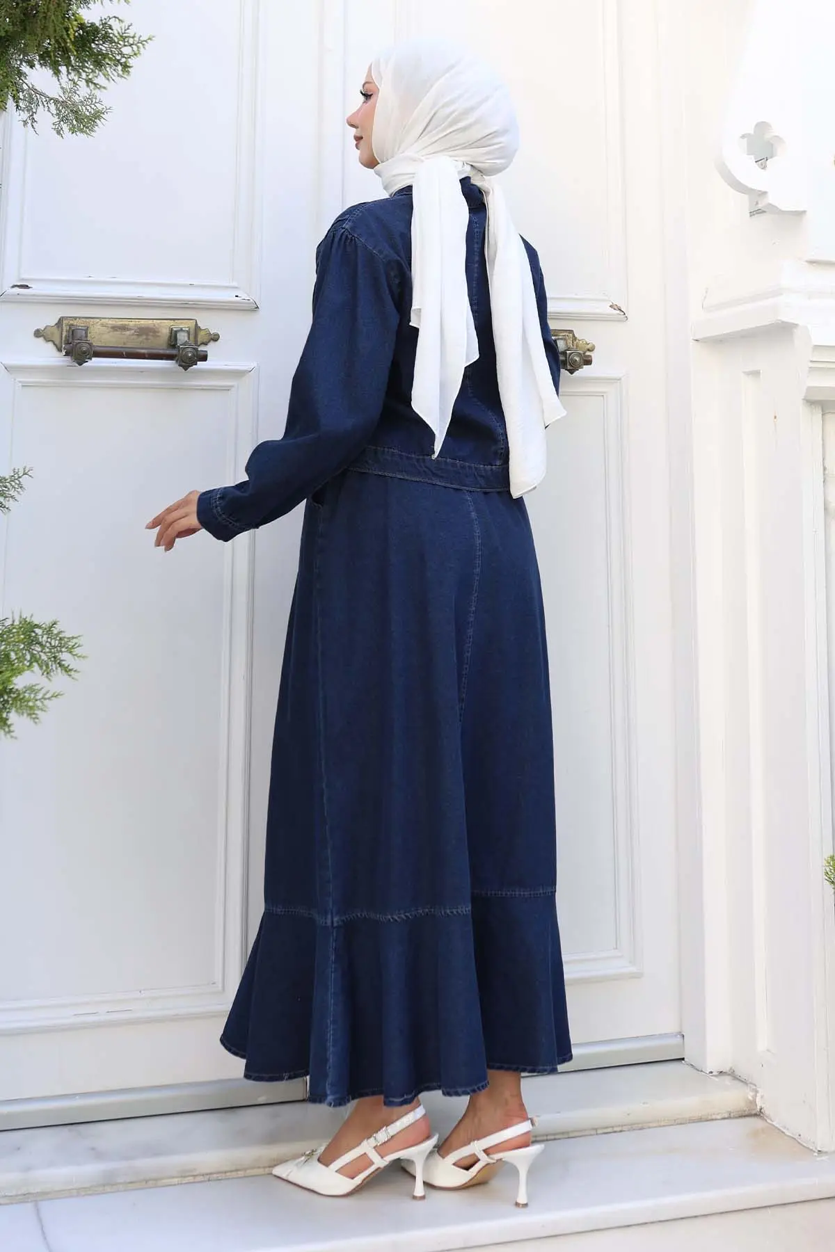 Buttoned Jacket Skirt Denim Suit-detail