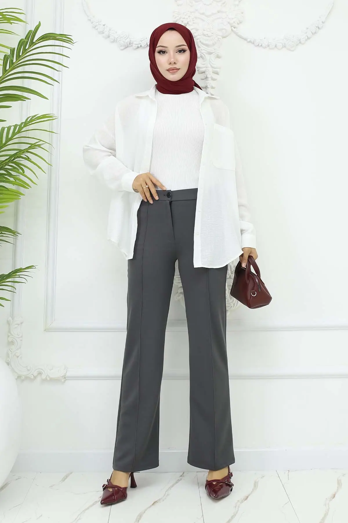 Buttoned Palazzo Trousers-detail