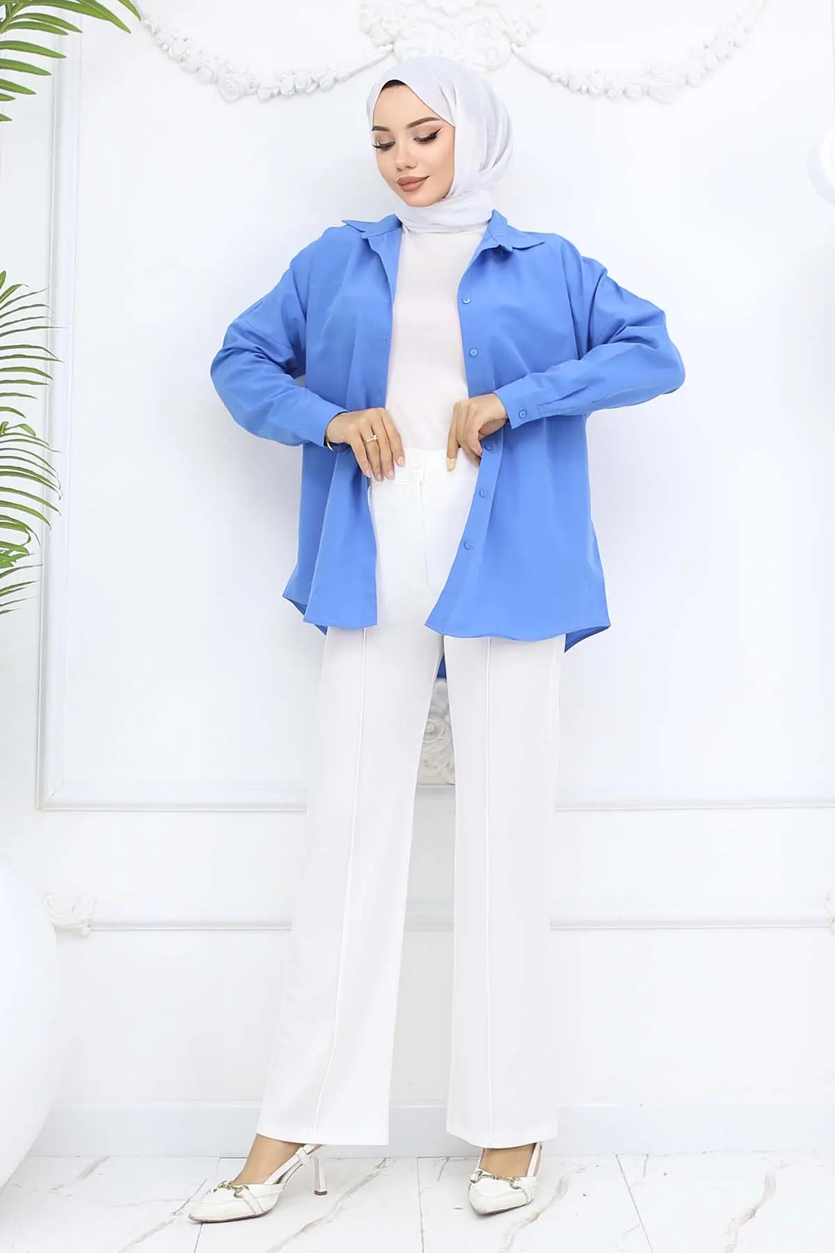 Buttoned Palazzo Trousers-detail