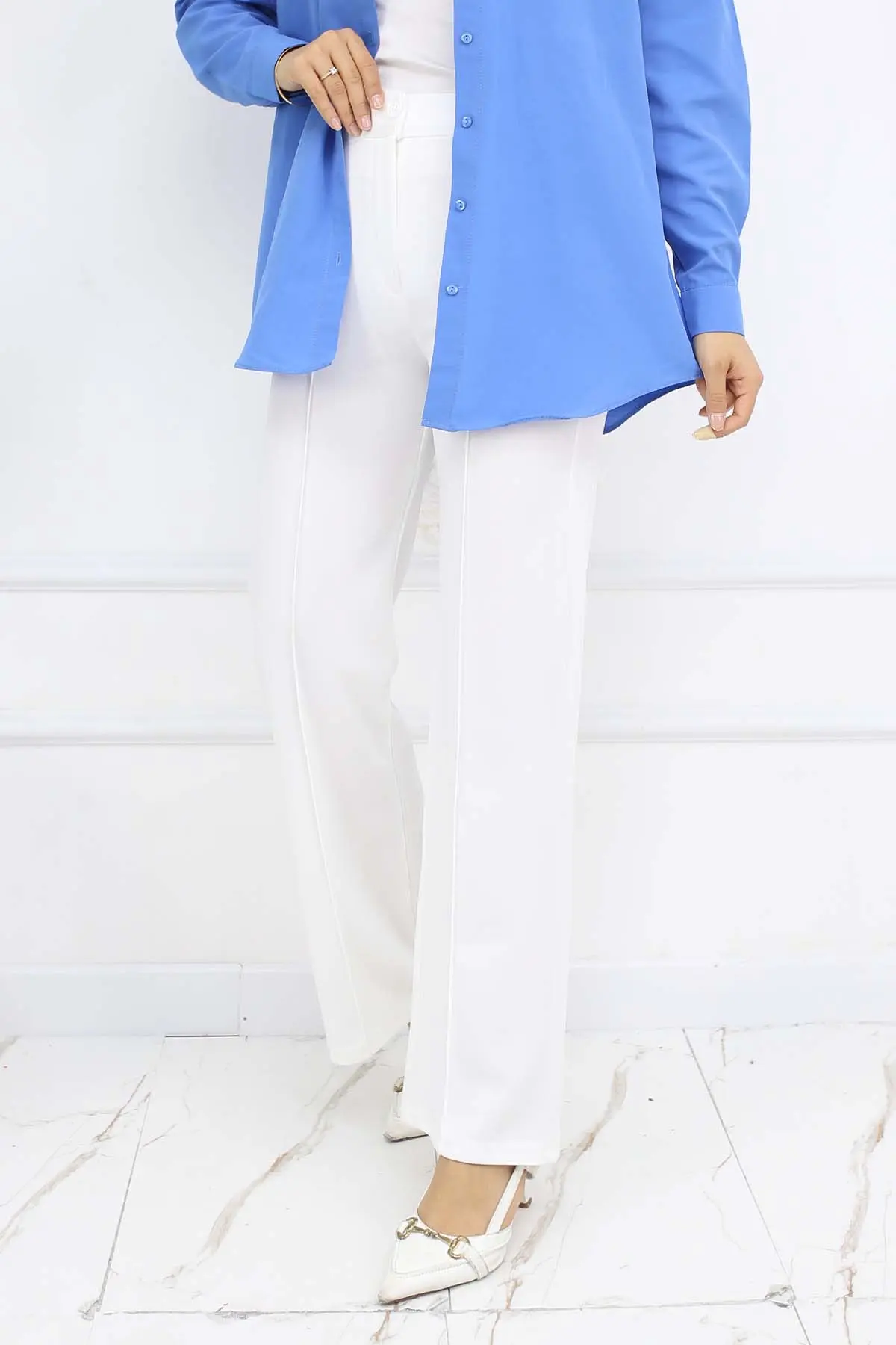 Buttoned Palazzo Trousers-detail