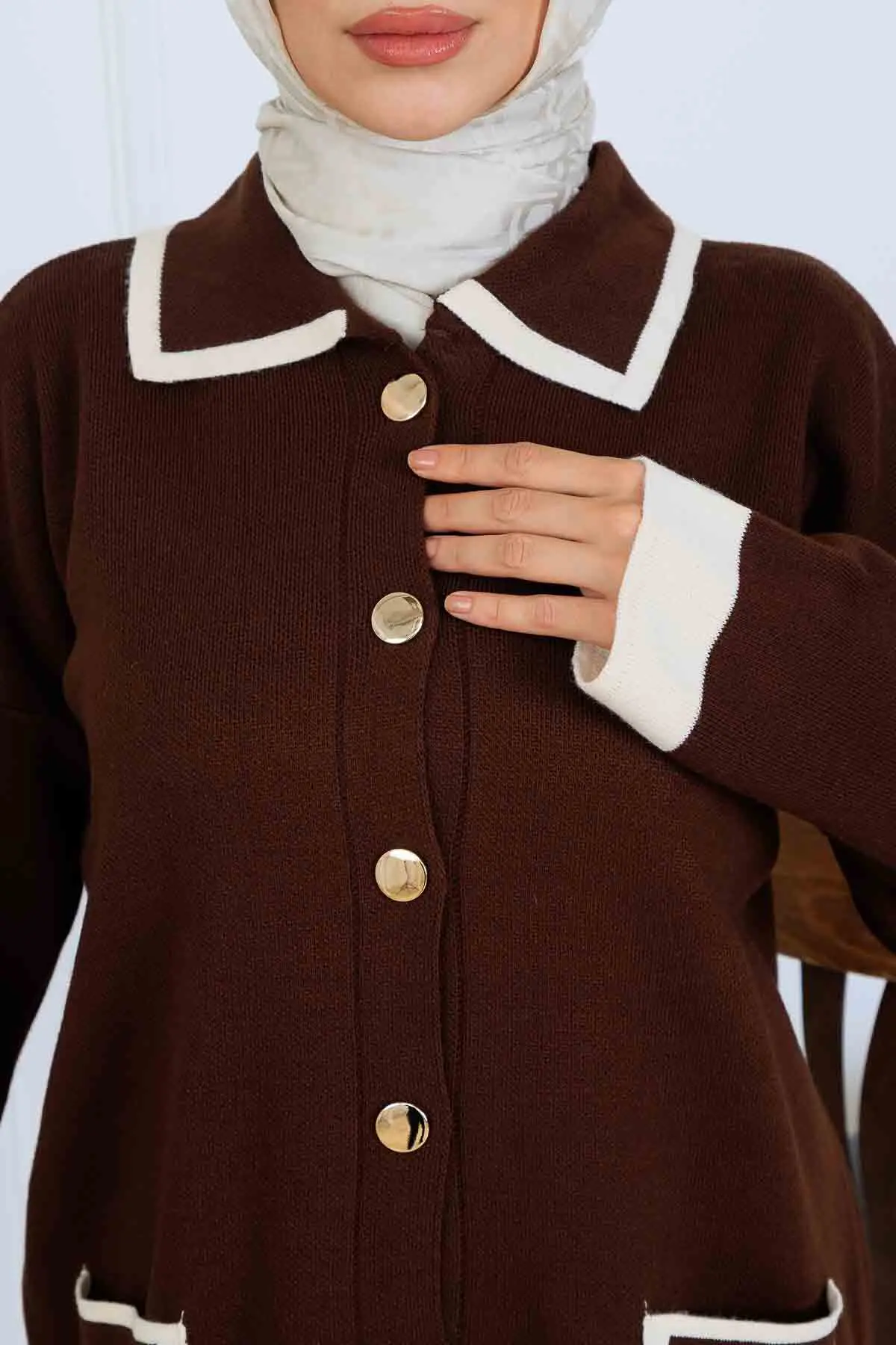 Buttoned Striped Detailed Knitwear Suit-detail