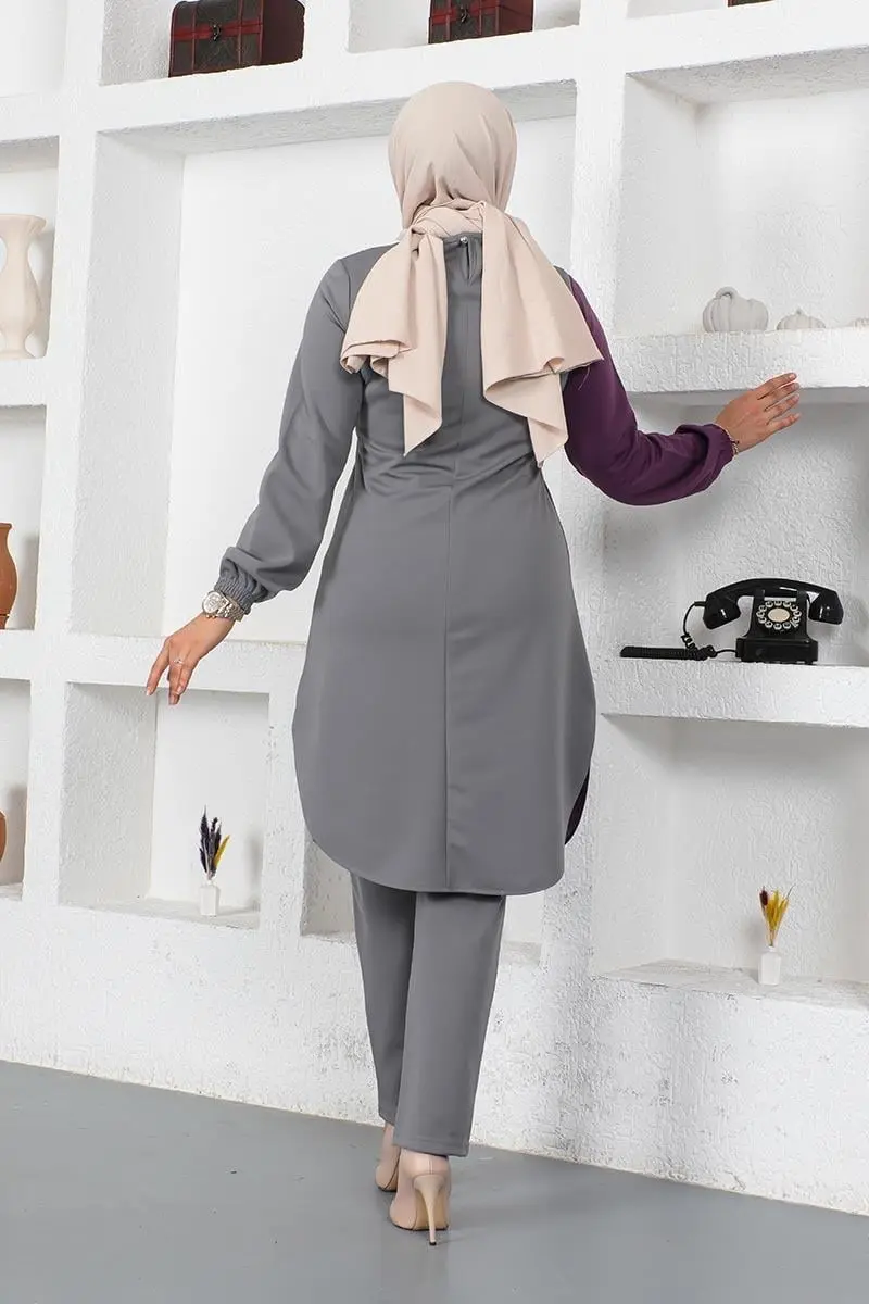 Buttoned Two-tone Suit-detail