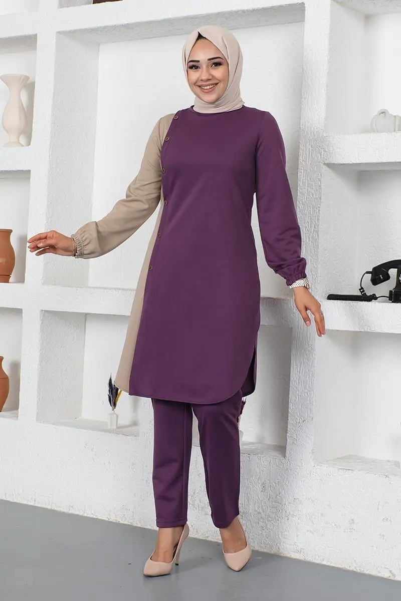 Buttoned Two-tone Suit-detail