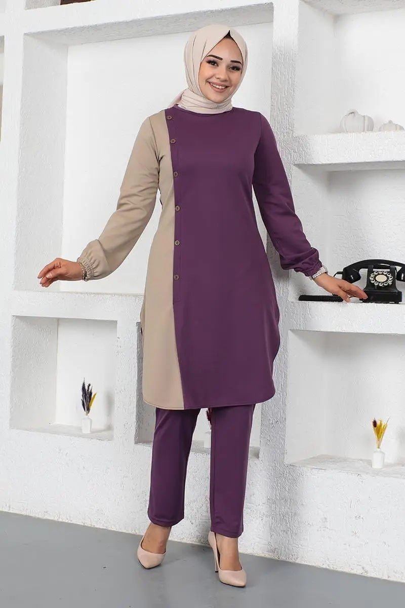 Buttoned Two-tone Suit-detail