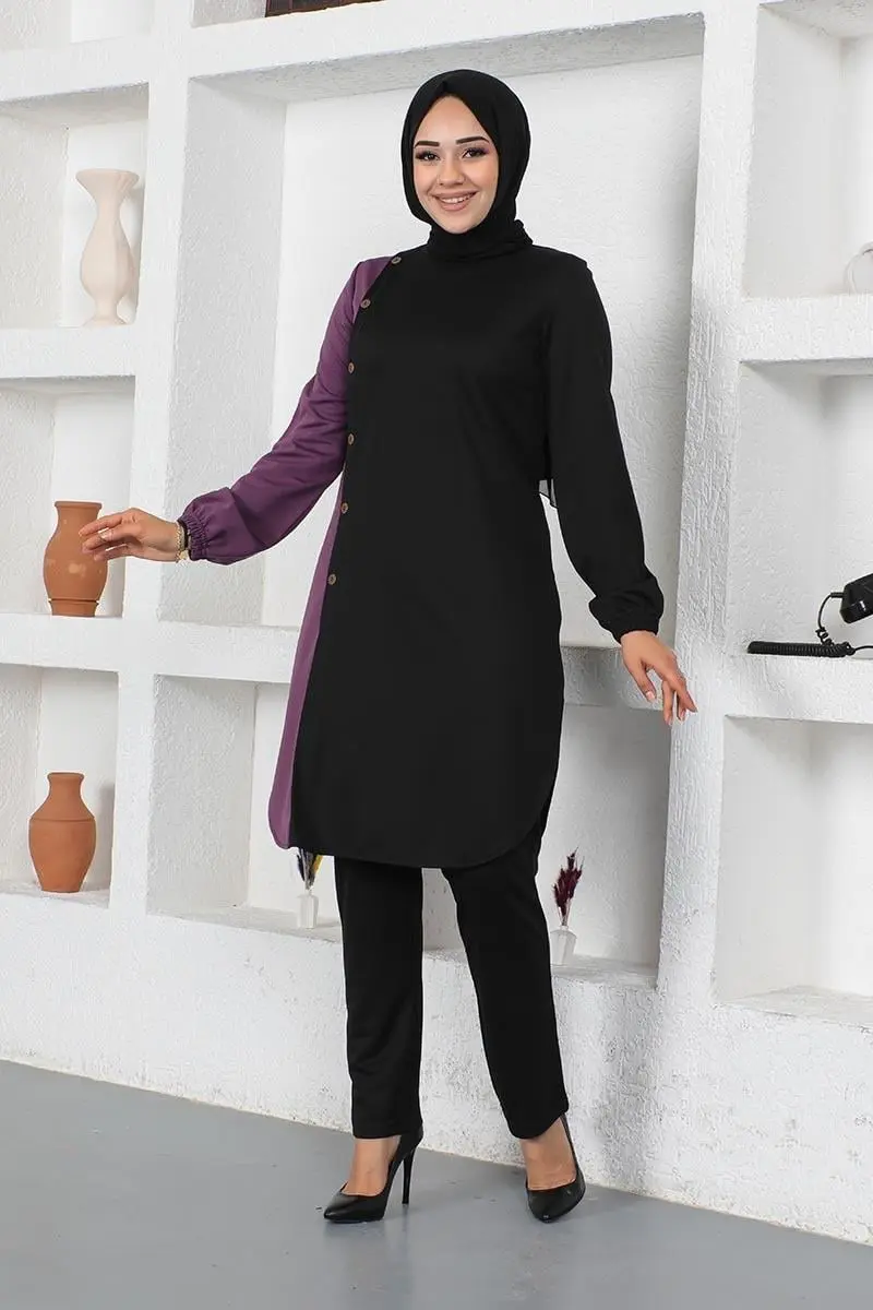 Buttoned Two-tone Suit-detail