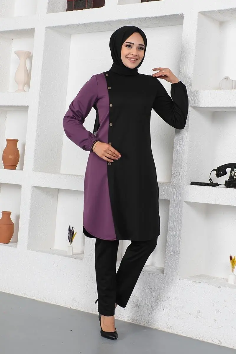 Buttoned Two-tone Suit-detail