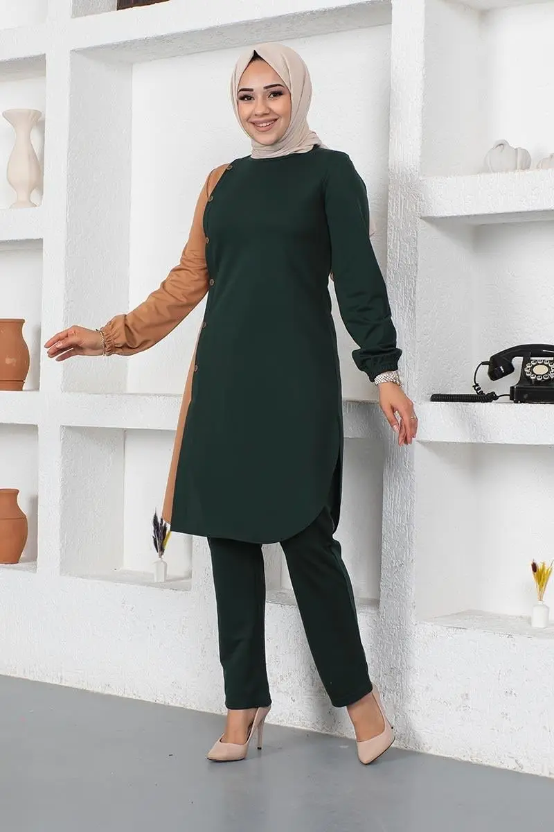 Buttoned Two-tone Suit-detail