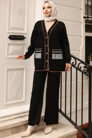 Cardigan Knitwear Suit With Pockets