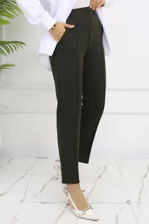 Carrot Trousers With Double Button Detail And Pockets