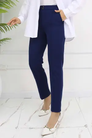 Carrot Trousers With Double Button Detail And Pockets