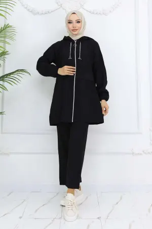 Chain Detailed Hijab Suit