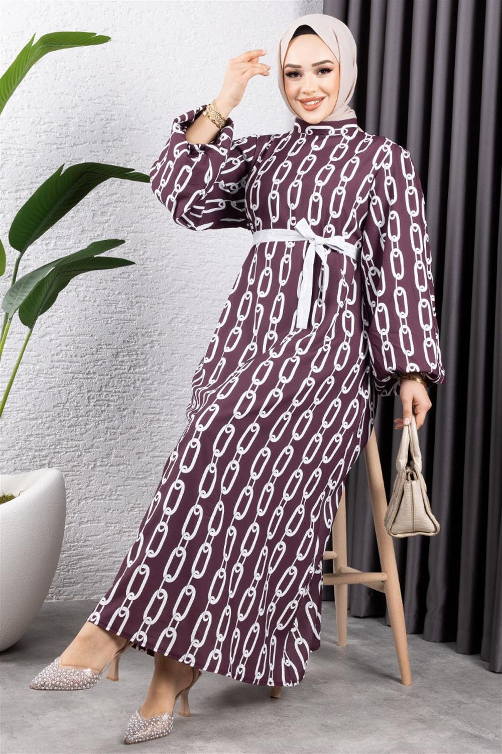 Chain Patterned Hijab Dress