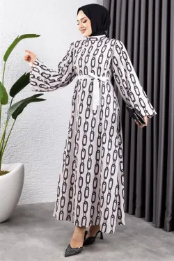 Chain Patterned Hijab Dress