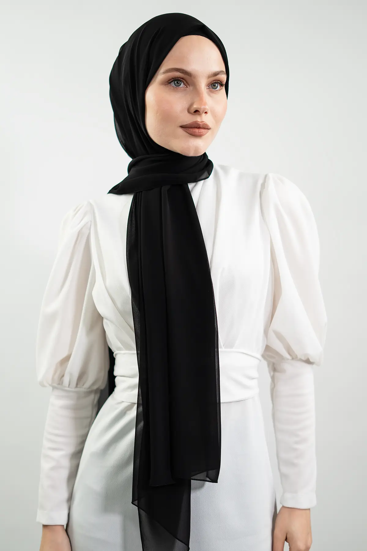 Chiffon Black Shawl-detail