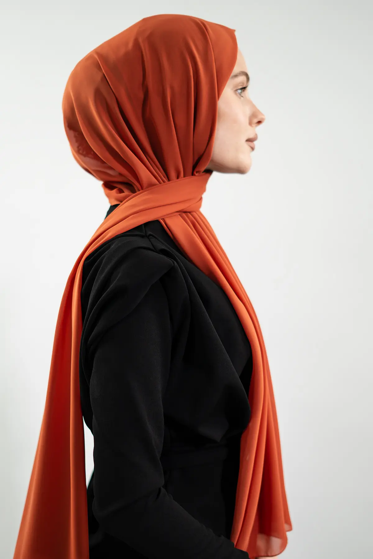 Chiffon Brıck Color Shawl-detail