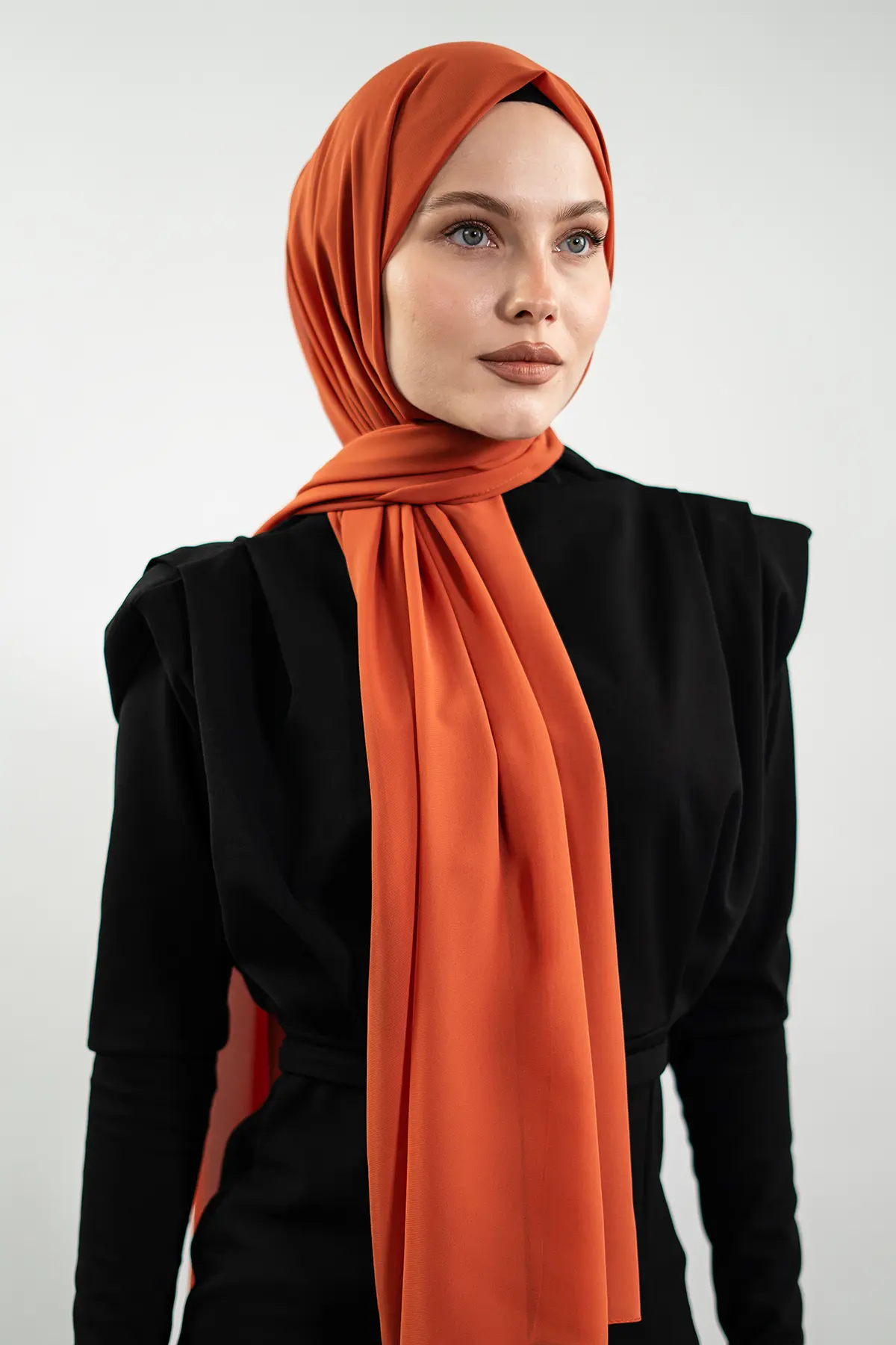 Chiffon Brıck Color Shawl-detail