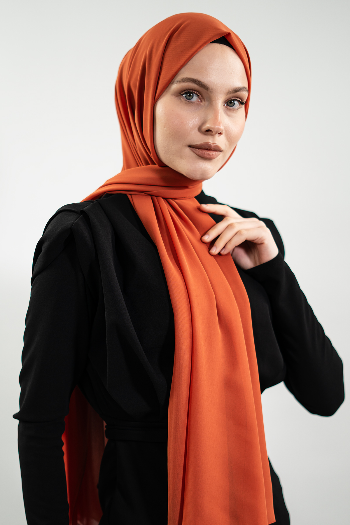 Chiffon Brıck Color Shawl