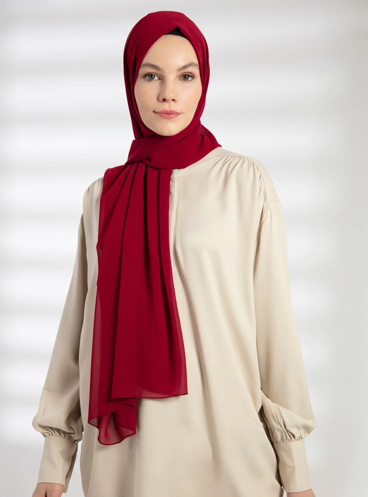 Chiffon Claret Red Shawl