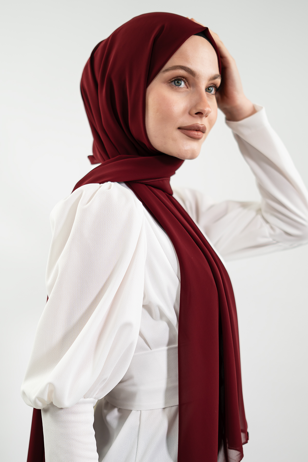 Chiffon Claret Red Shawl