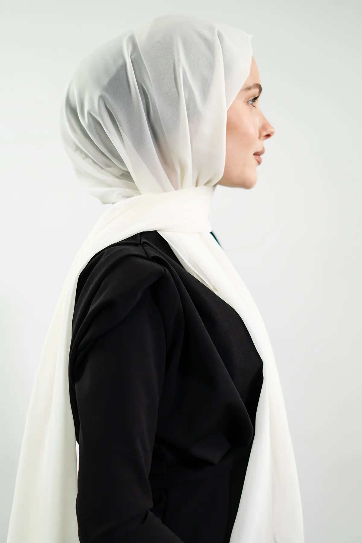 Chiffon Ecru Shawl-detail