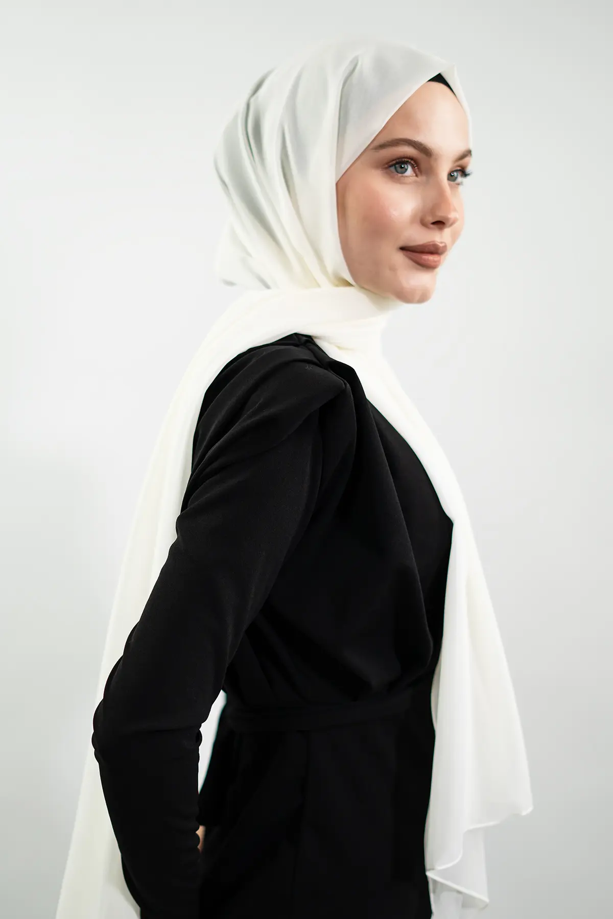 Chiffon Ecru Shawl-detail