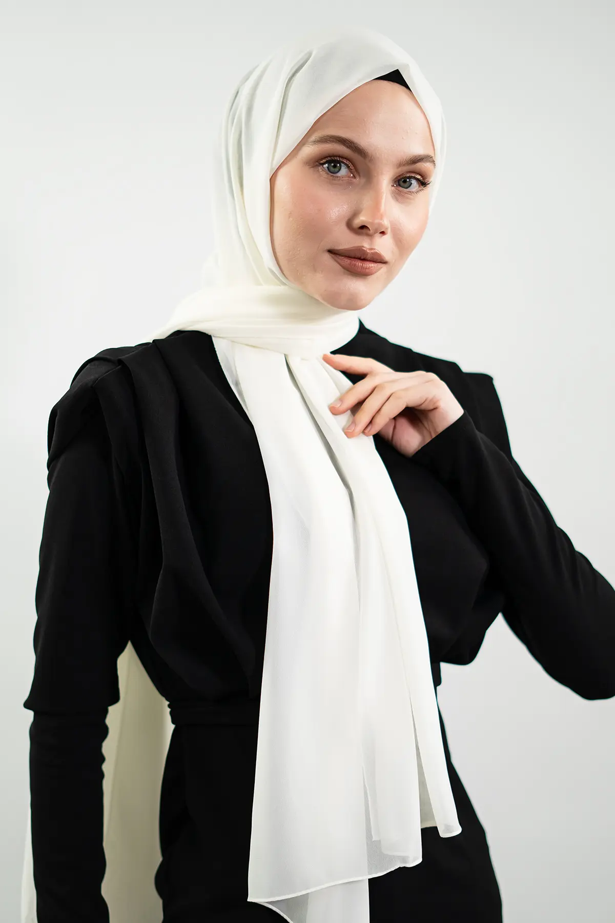 Chiffon Ecru Shawl-detail