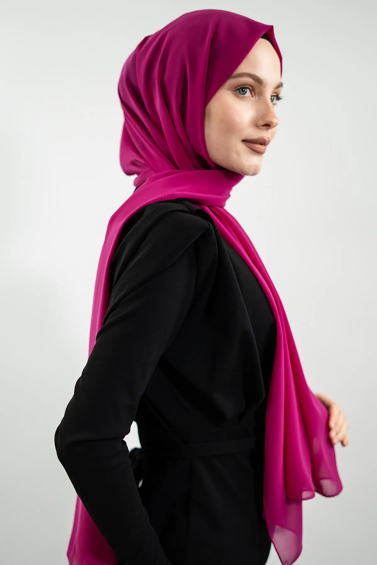 Chiffon Fuschia Shawl-detail