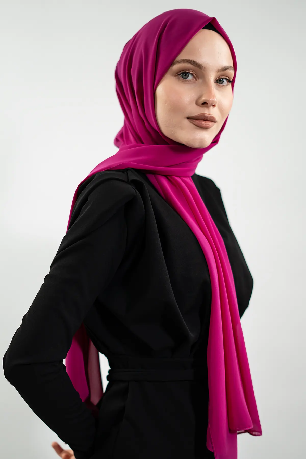 Chiffon Fuschia Shawl-detail