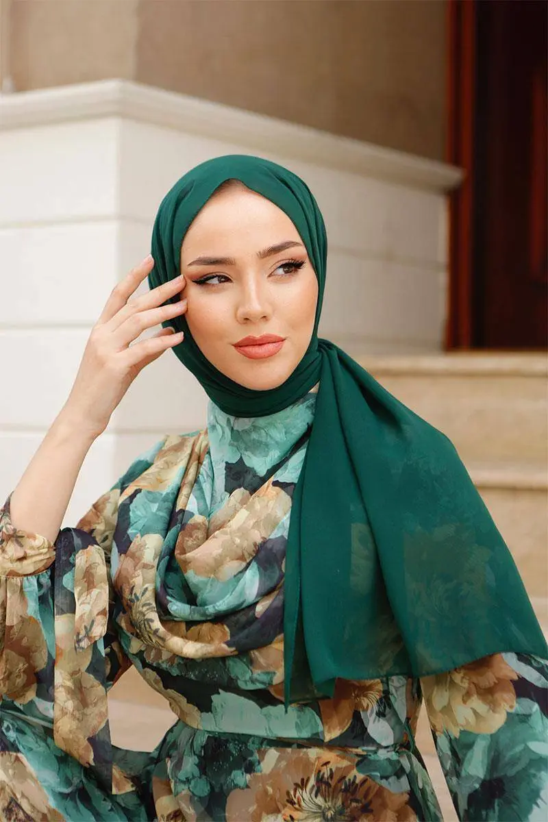 Chiffon Green Shawl-detail