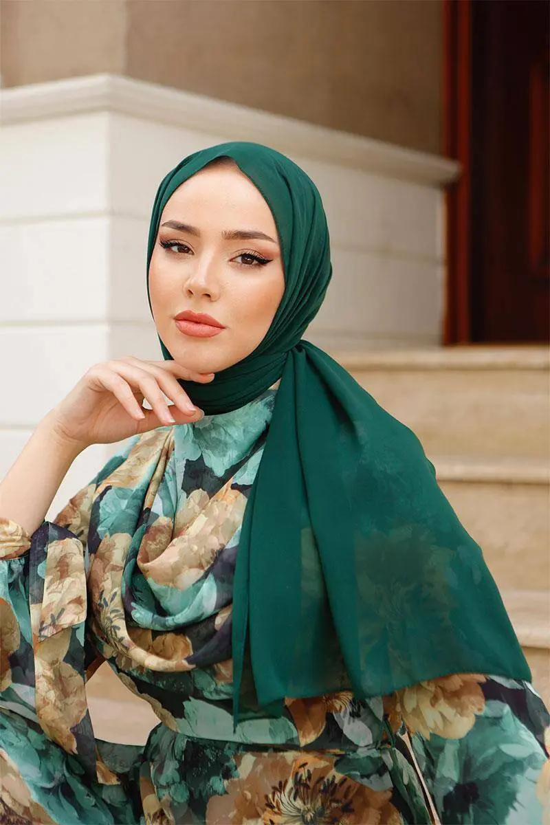 Chiffon Green Shawl-detail