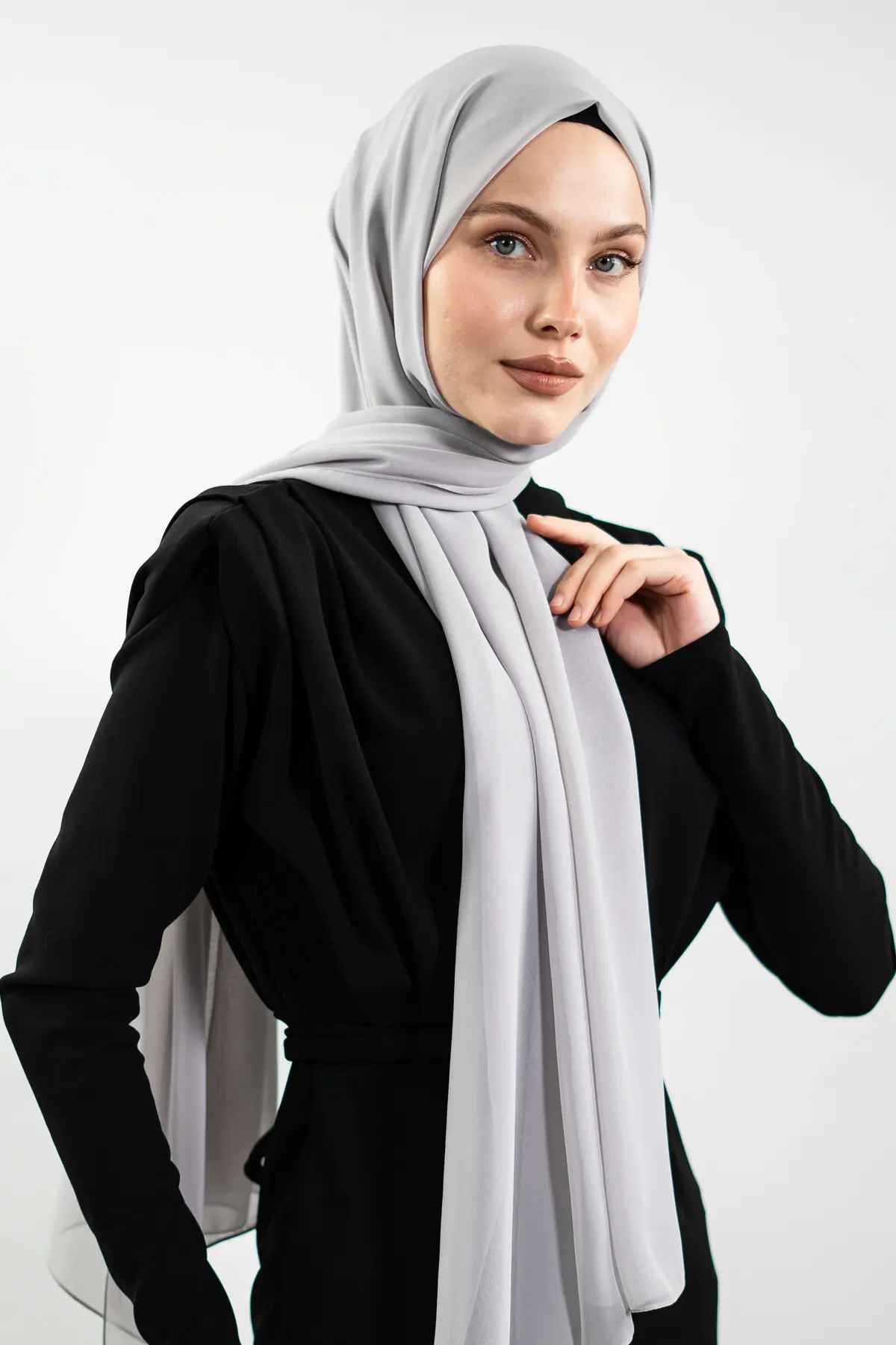 Chiffon Grey Shawl-detail