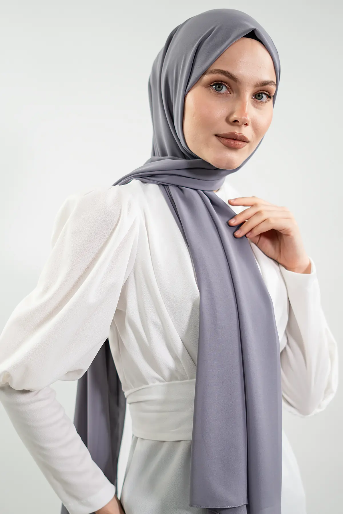 Chiffon Grey Shawl-detail