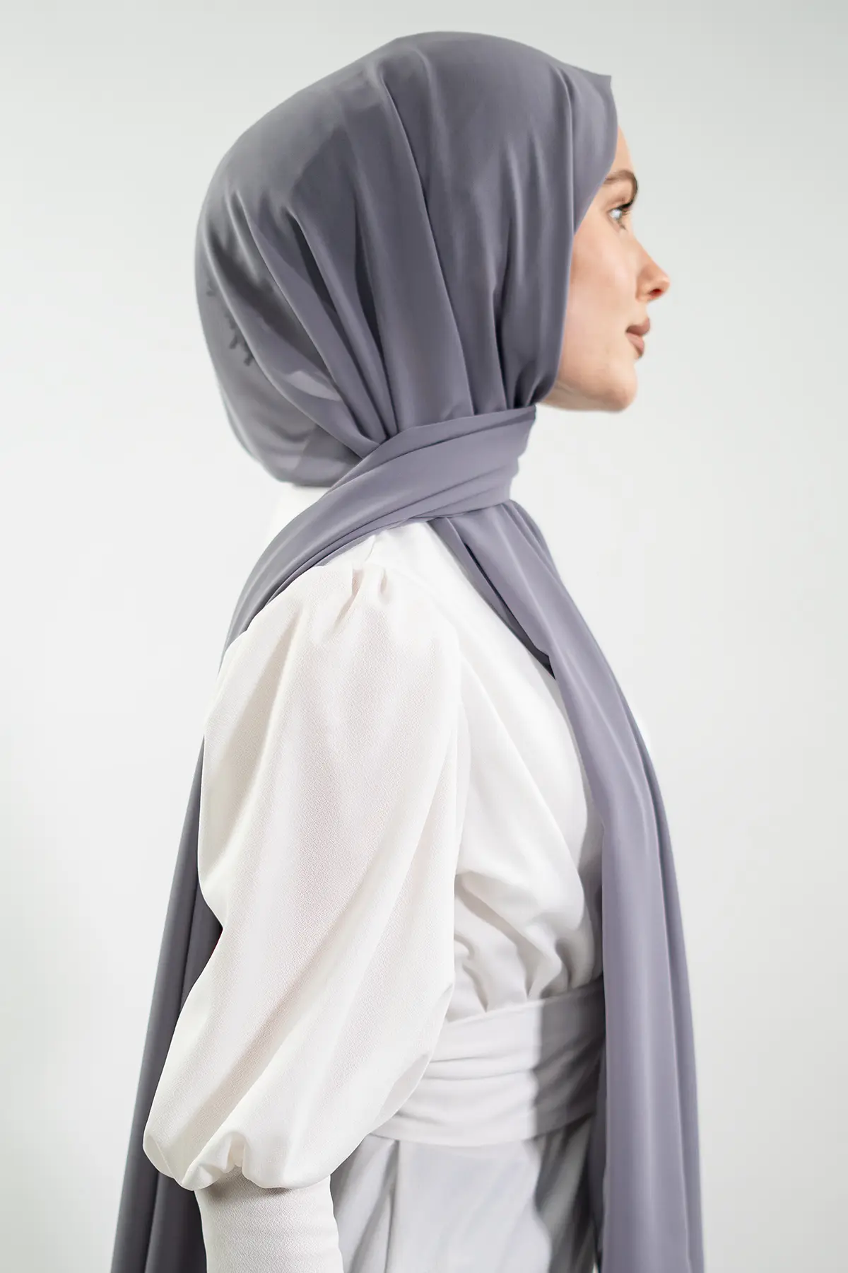 Chiffon Grey Shawl-detail
