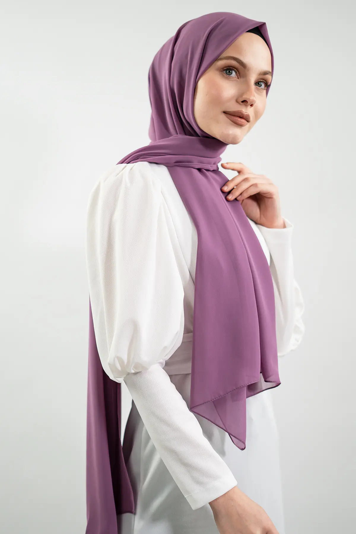 Chiffon Lilac Shawl-detail
