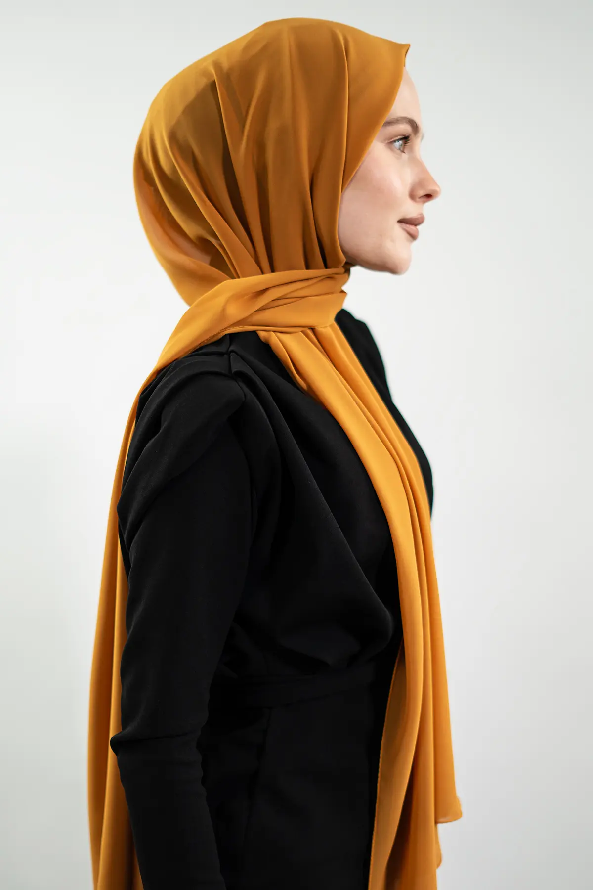 Chiffon Mustard Color Shawl-detail