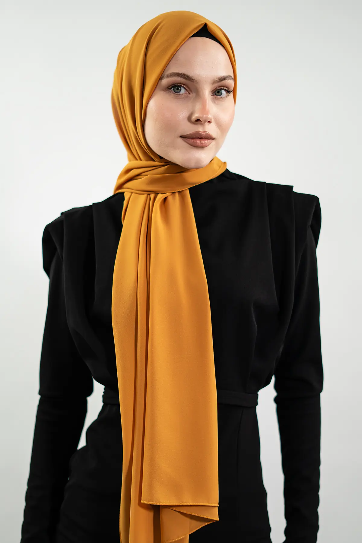 Chiffon Mustard Color Shawl-detail