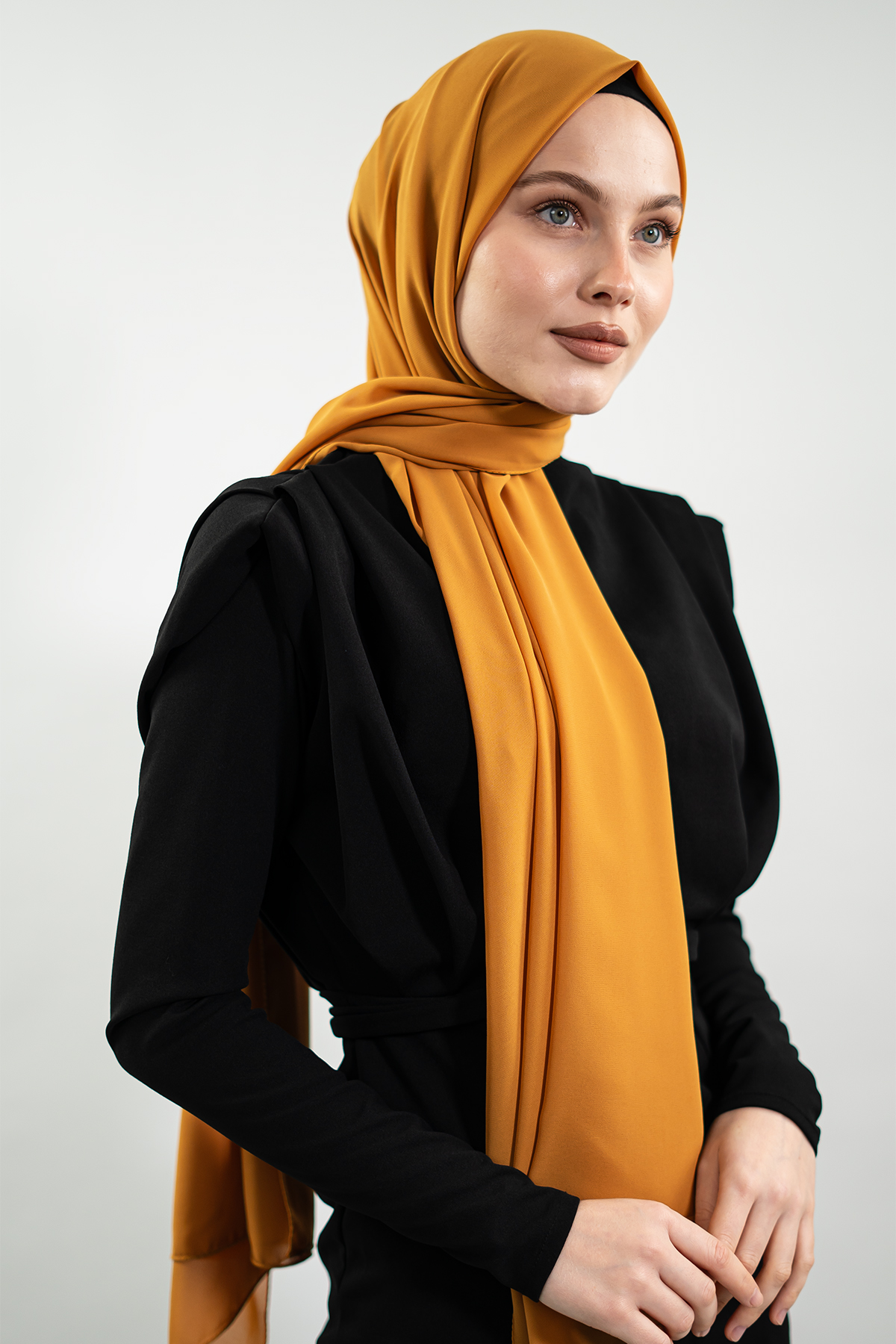 Chiffon Mustard Color Shawl