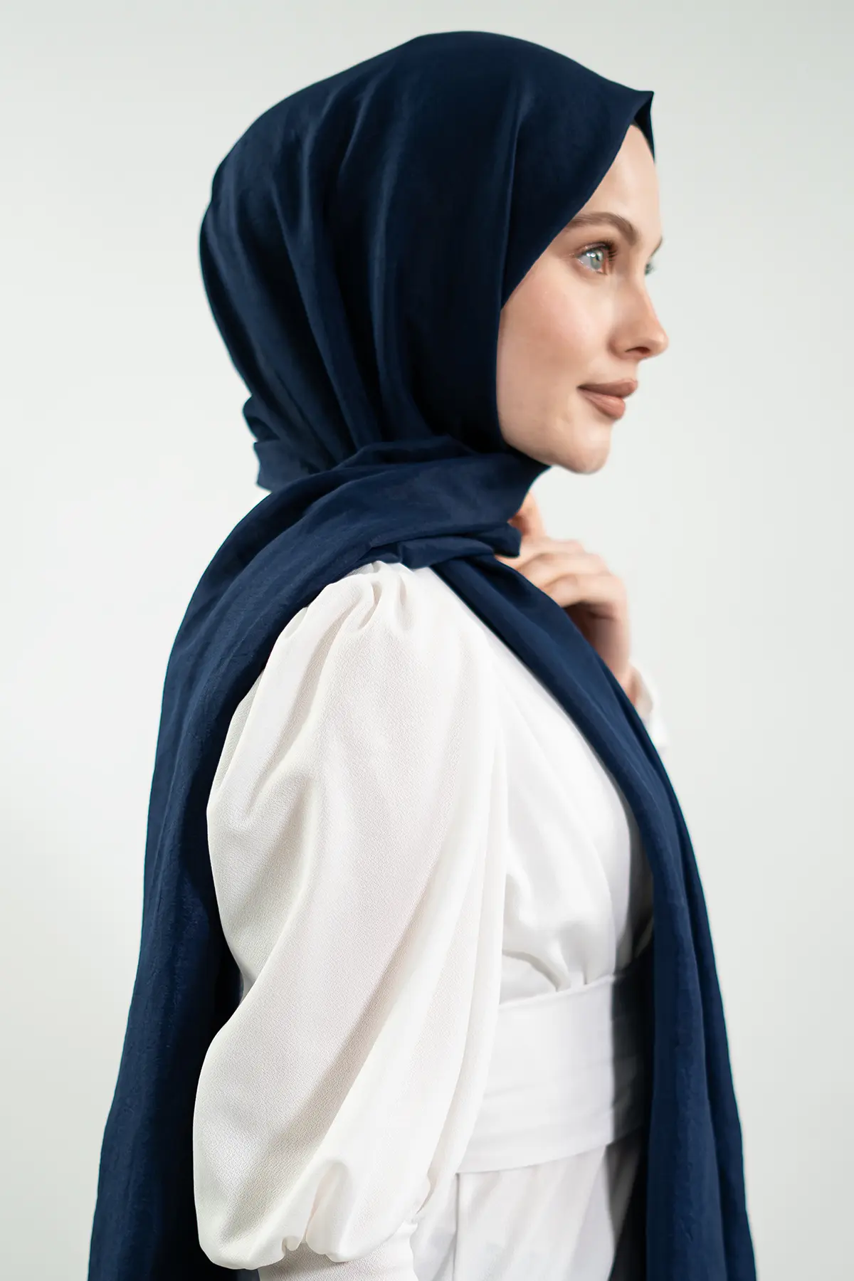 Chiffon Navy Blue Shawl-detail
