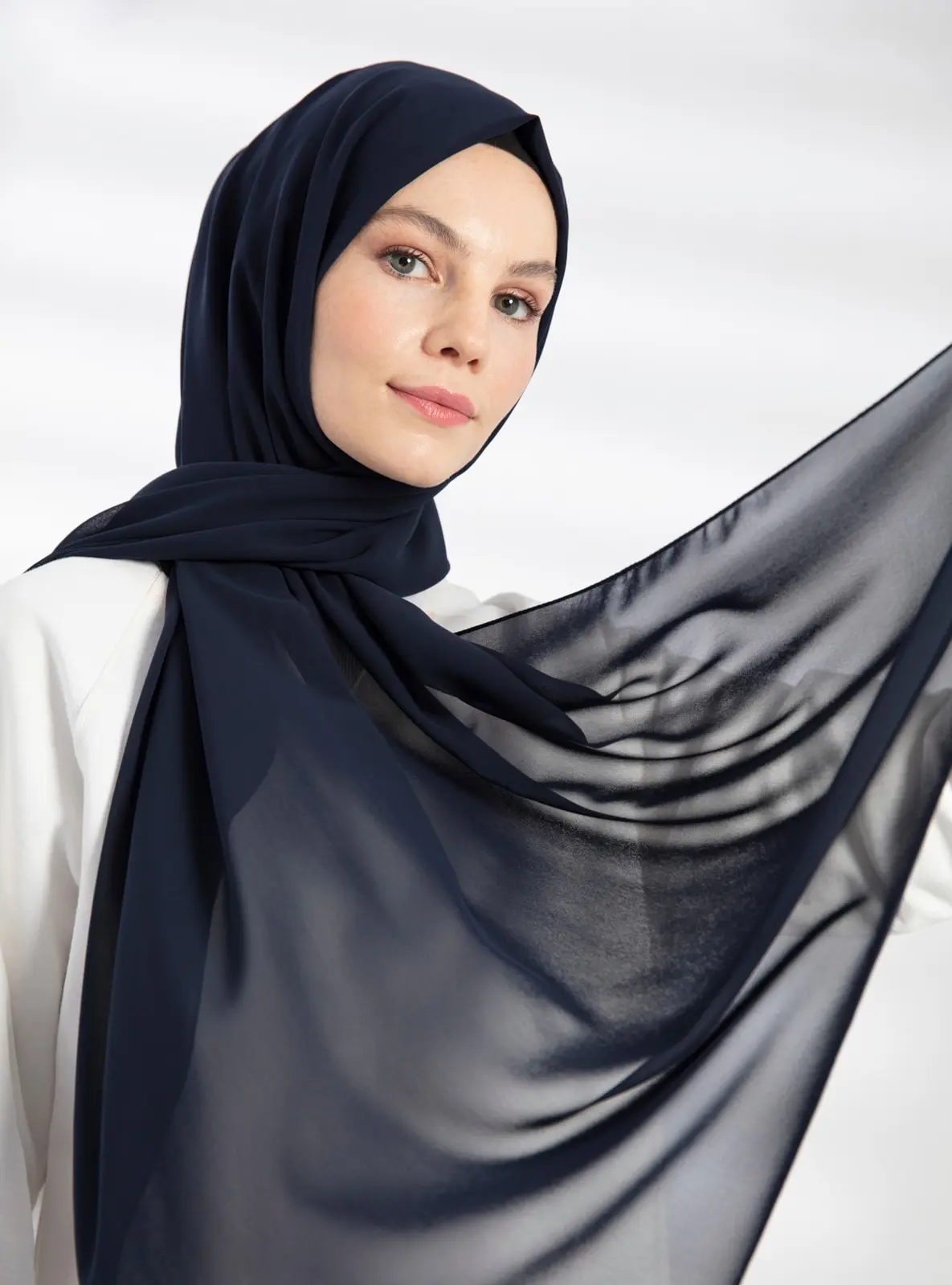 Chiffon Navy Blue Shawl